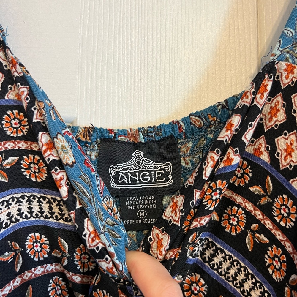 Angie Teal Floral Long Sleeve Maxi Dress with Patterned Bodice - Picture 4 of 4